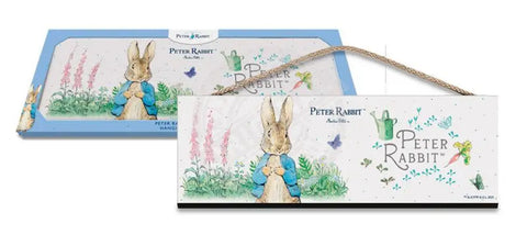 Beatrix Potter Peter Rabbit watching butterflies wooden sign