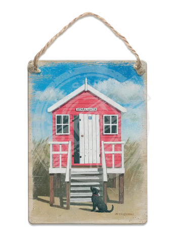 Pink Beach Hut - Martin Wiscombe Fridge Magnet Metal Signs