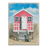 Pink Beach Hut - Martin Wiscombe Fridge Magnet Metal Signs