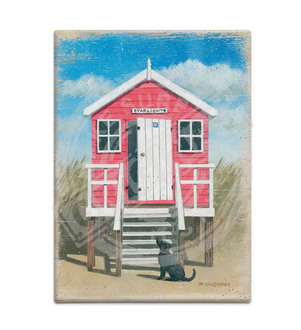 Pink Beach Hut - Martin Wiscombe Fridge Magnet Metal Signs