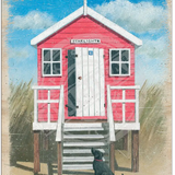 Pink Beach Hut - Martin Wiscombe Metal Signs