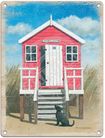 Pink Beach Hut - Martin Wiscombe Fridge Magnet Metal Signs