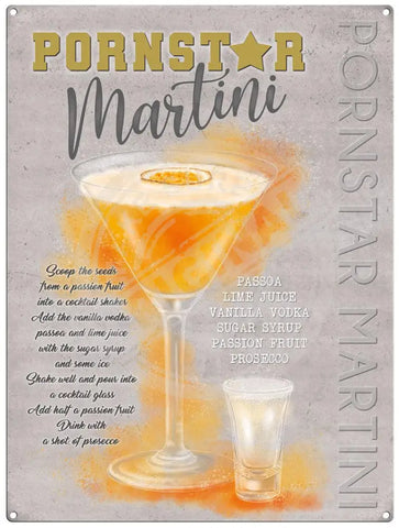 Pornstar Martini recipe metal sign