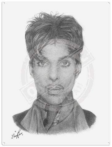 Prince illustration by Chris Burns metal sign