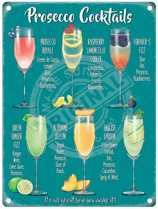 Prosecco Cocktail recipes metal sign