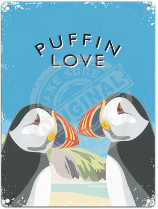 Puffin Love - Martin Wiscombe Metal Signs