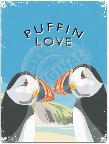 Puffin Love - Martin Wiscombe Metal Signs