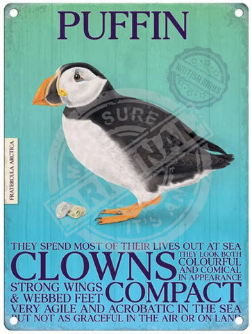 Puffin characteristics metal sign