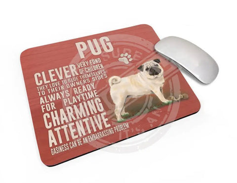 Pug Dog characteristics mouse mat.