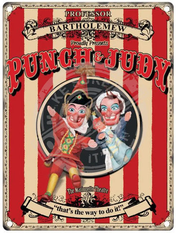 Punch and Judy metal sign