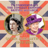 Queen Elizabeth II 1952-2022. Longest reigning monarch. Metal wall sign