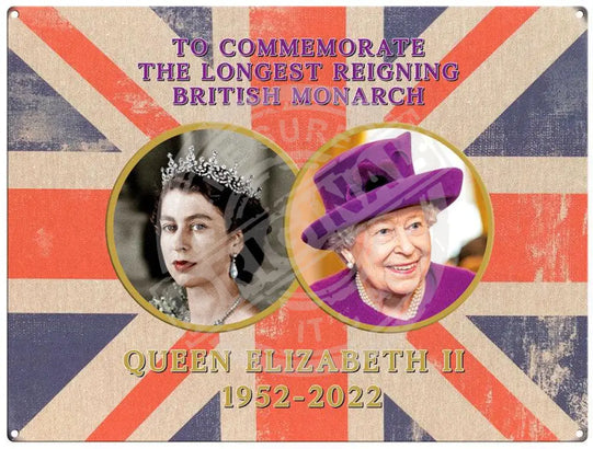 Queen Elizabeth commemoration Mini Metal Sign 15cm x 20cm Metal Signs