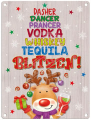 Reindeers Blitzen!. christmas metal sign