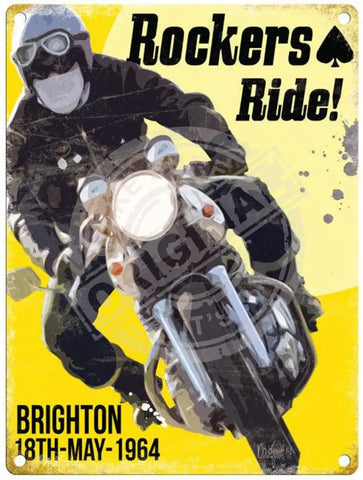 Rockers ride Brighton metal sign