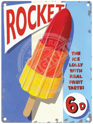 Rocket Lolly metal sign