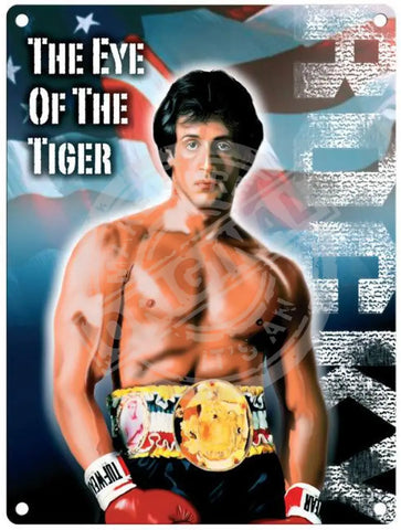 The eye of the tiger metal sign