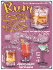 Rum Cocktail recipe metal sign