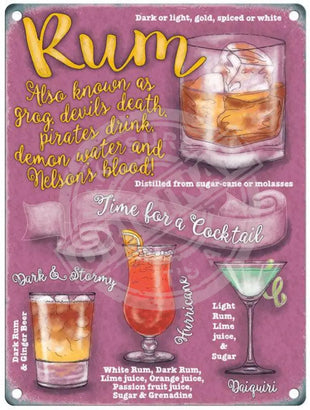 Rum Cocktail recipe metal sign