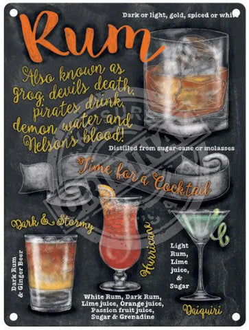 Rum Cocktail recipe metal sign