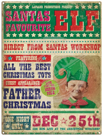 Santas favourite Elf christmas metal sign