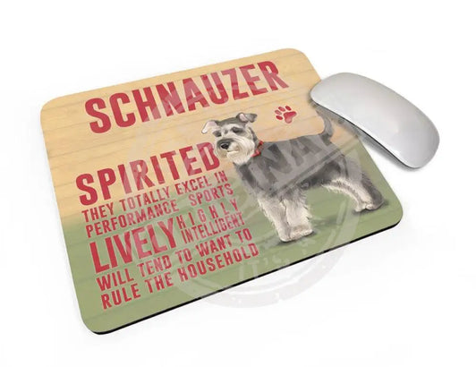 Schnauzer Dog characteristics mouse mat.