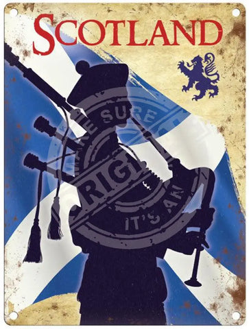 Scotland Bagpipes metal sign