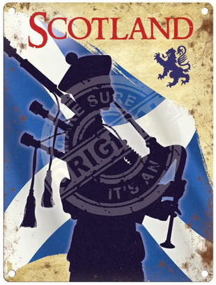 Scotland Bagpipes metal sign