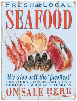 Fresh Local Seafood metal sign