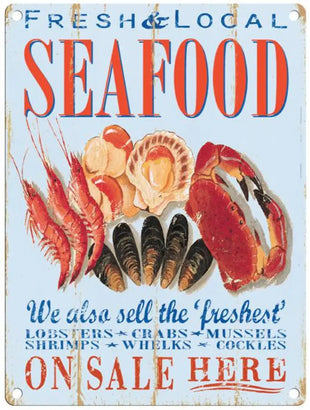 Fresh Local Seafood metal sign