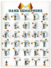 Hand Semaphore signals metal sign