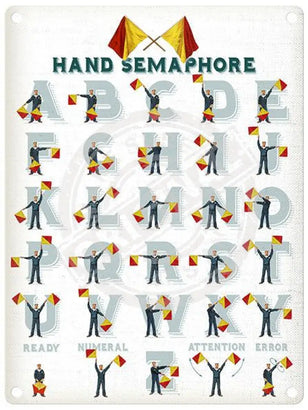 Hand Semaphore signals metal sign