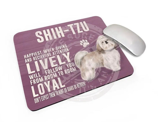 Shih Tzu dog characteristics mouse mat.