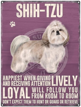 Shih-Tzu dog characteristics metal sign