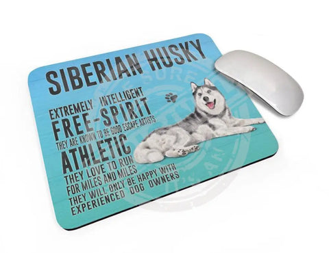 Siberian Husky Dog characteristics mouse mat.