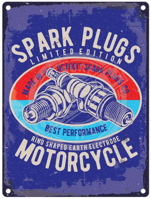 Spark Plugs Motorcycle metal sign