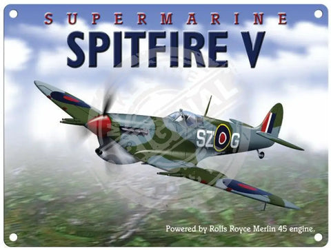 Spitfire V Supermarine Merlin 45 Engine metal sign