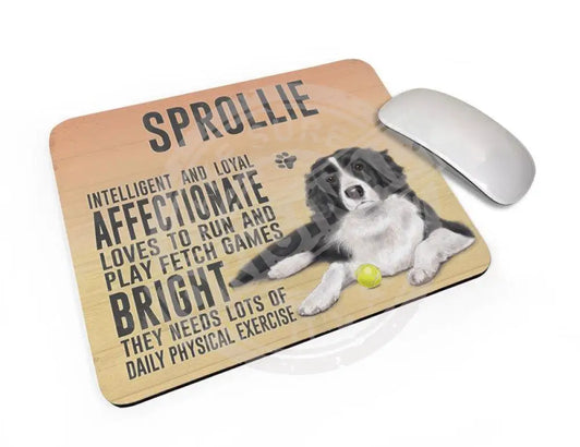 Sprollie Dog characteristics mouse mat.