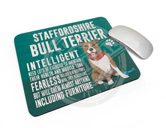 Staffordshire Bull Terrier Dog characteristics mouse mat.