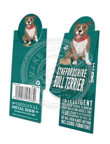 Staffordshire Bull Terrier dog characteristics metal sign