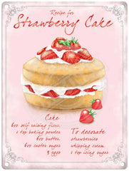Recipe for Strawberry Cake metal sign