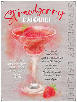 Strawberry Daiquiri recipe metal sign