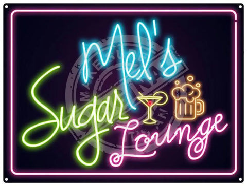 Personalised neon look sugar lounge metal sign