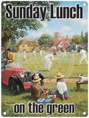 Sunday Lunch on the green by Kevin Walsh metal sign