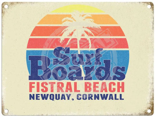 Surf Boards Fistral Beach Newquay metal sign