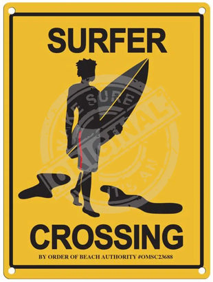 Surfer crossing metaal sign