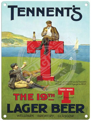 Tennent's Lager Beer The 19th metal sign