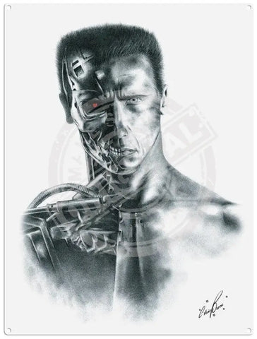 Terminator 2 illustration by Chris Burns metal sign