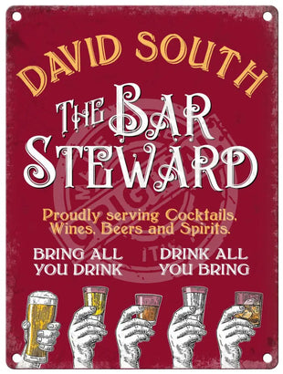 Personalised bar steward metal sign