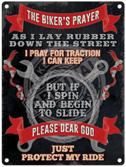 The Bikers Prayer metal sign