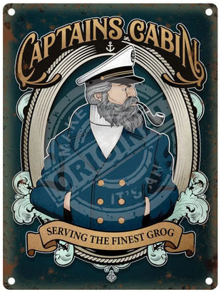 The Captains Cabin Pub Sign Mini Metal Sign 15cm x 20cm Metal Signs